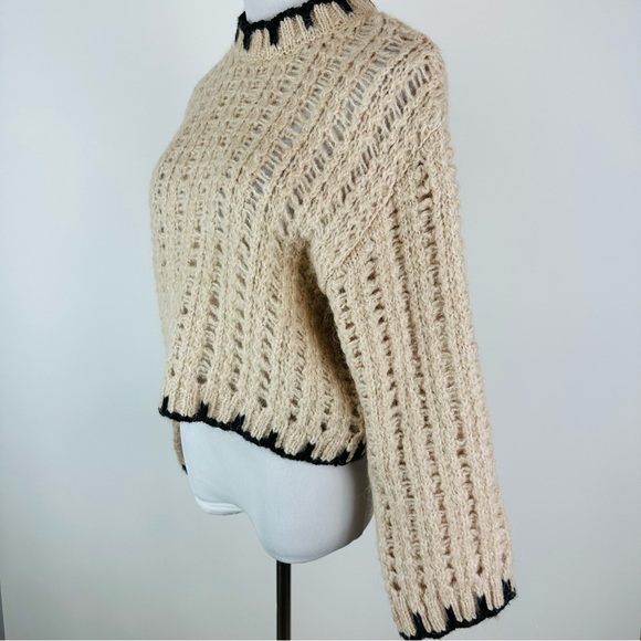 MANGO Contrast Trim Wool Blend Sweater Size Small - Picture 7 of 9